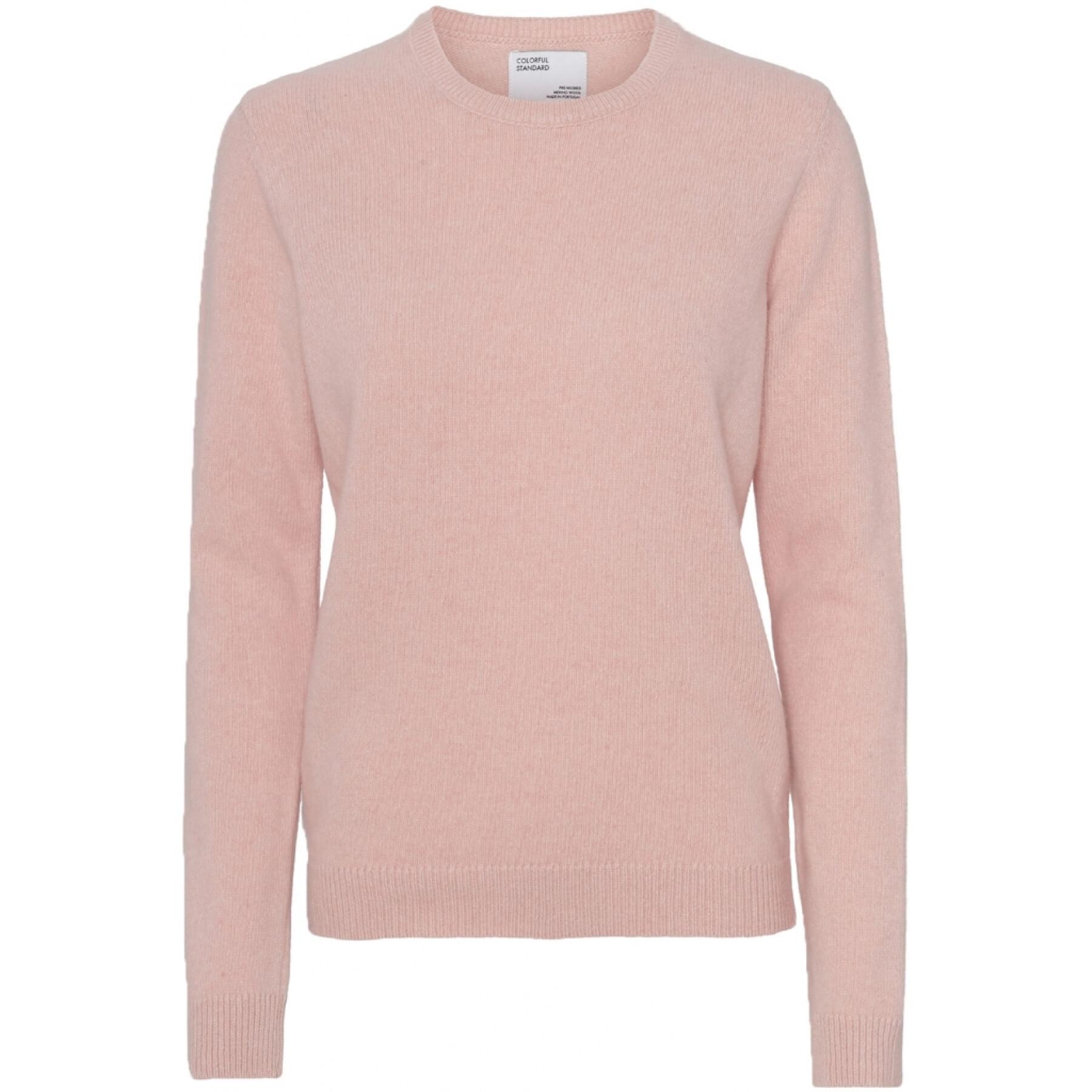 Damski wełniany sweter z okrągłym dekoltem Colorful Standard Classic Merino faded pink 2020 color