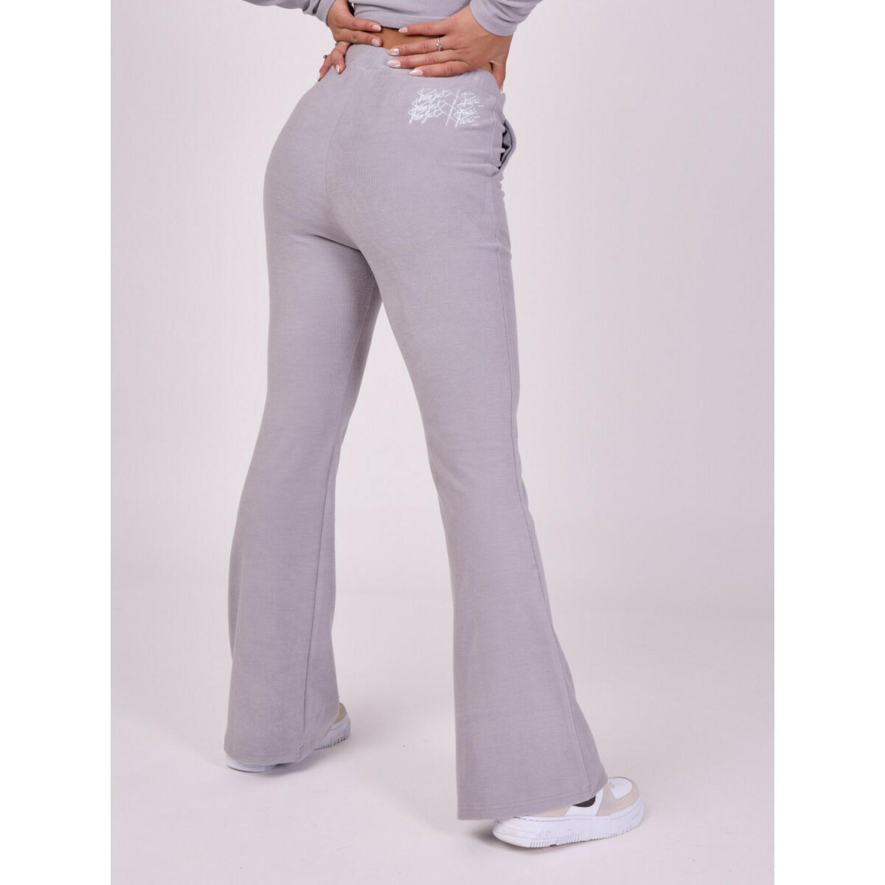 Damskie prążkowane spodnie z potrójnym logo Project X Paris