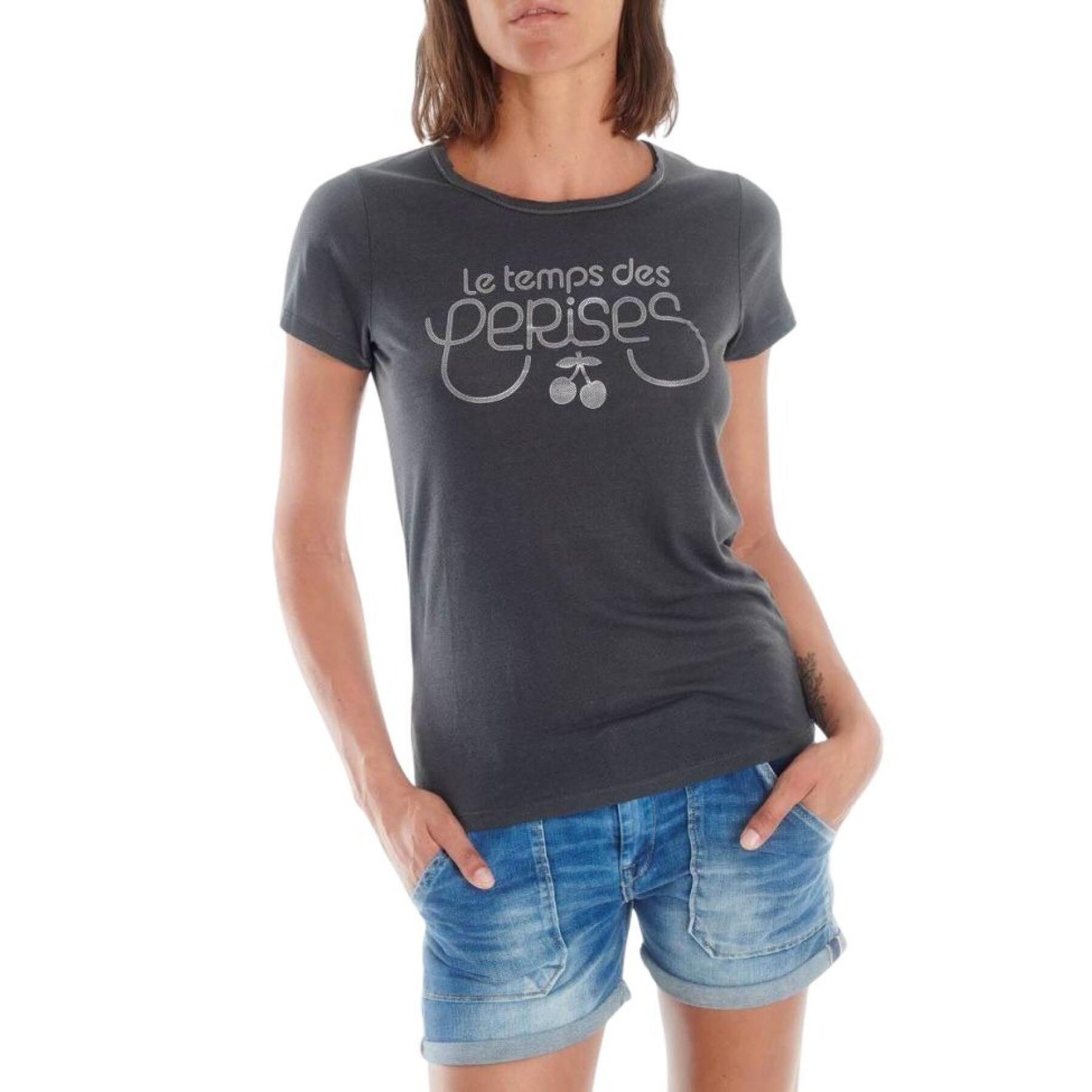 Damska koszulka z krótkim rękawem z nadrukiem Le temps des cerises Basitrame