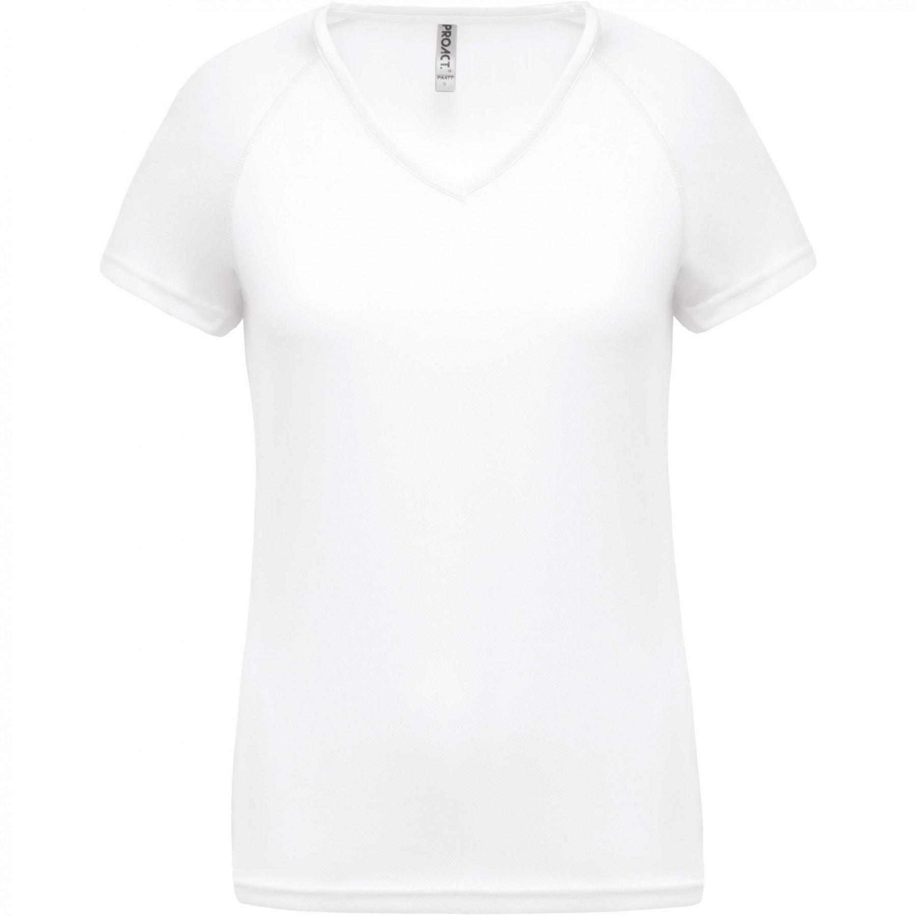 Koszulka damska v-neck Proact Sport blanc