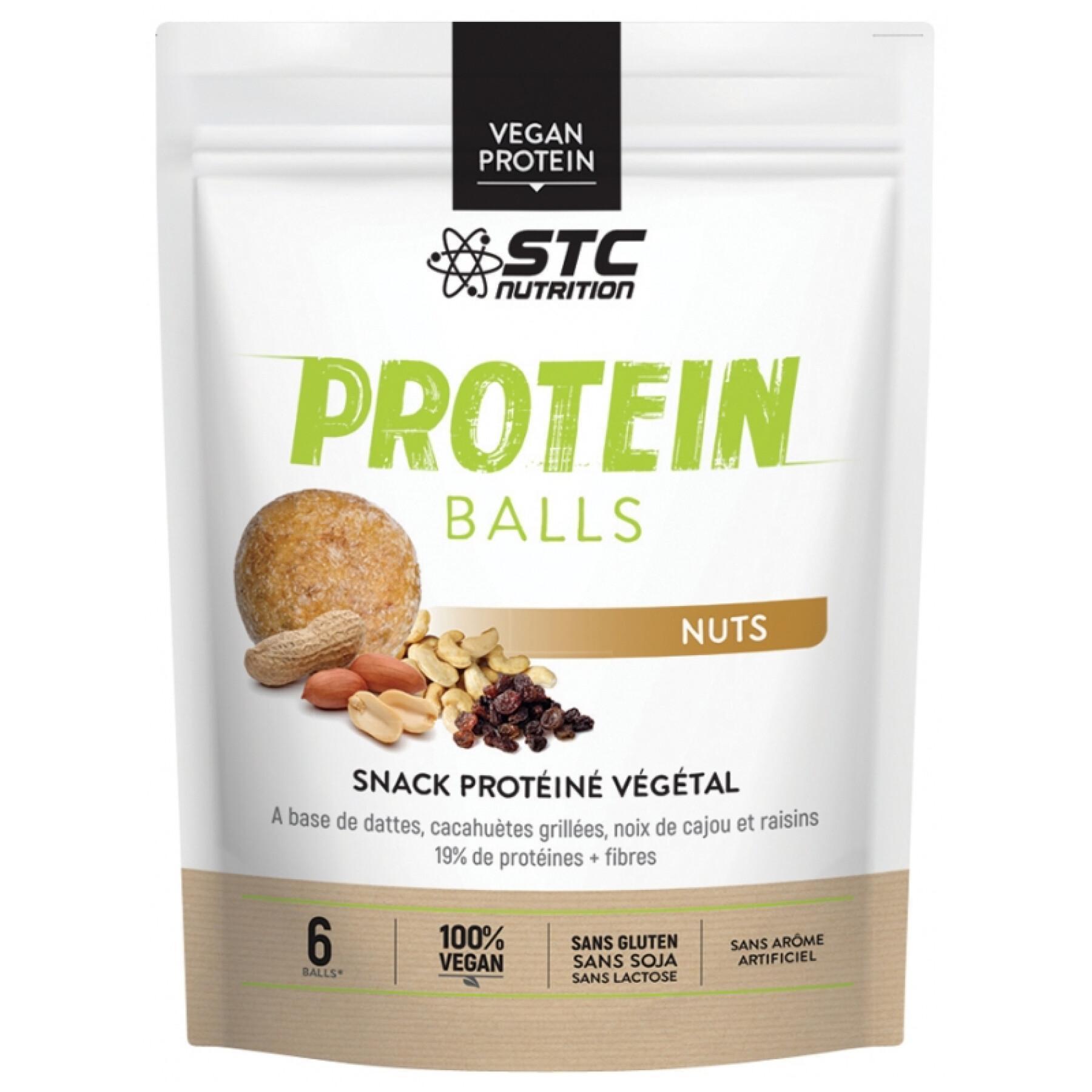 ekspozycja 8 torebek po 6 kulek proteinowych STC Nutrition nuts