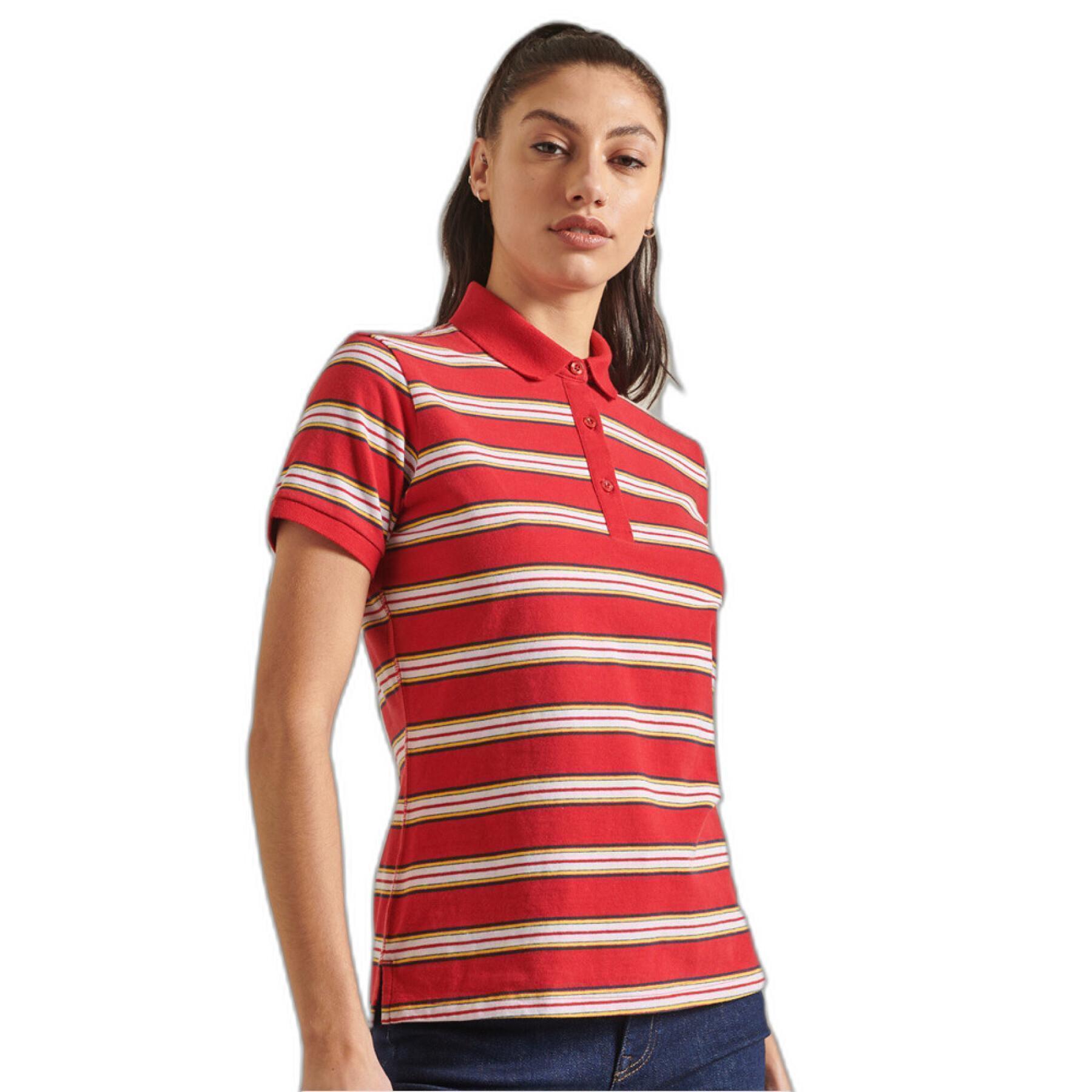 Koszulka polo w paski z bawełny organicznej dla kobiet Superdry Academy