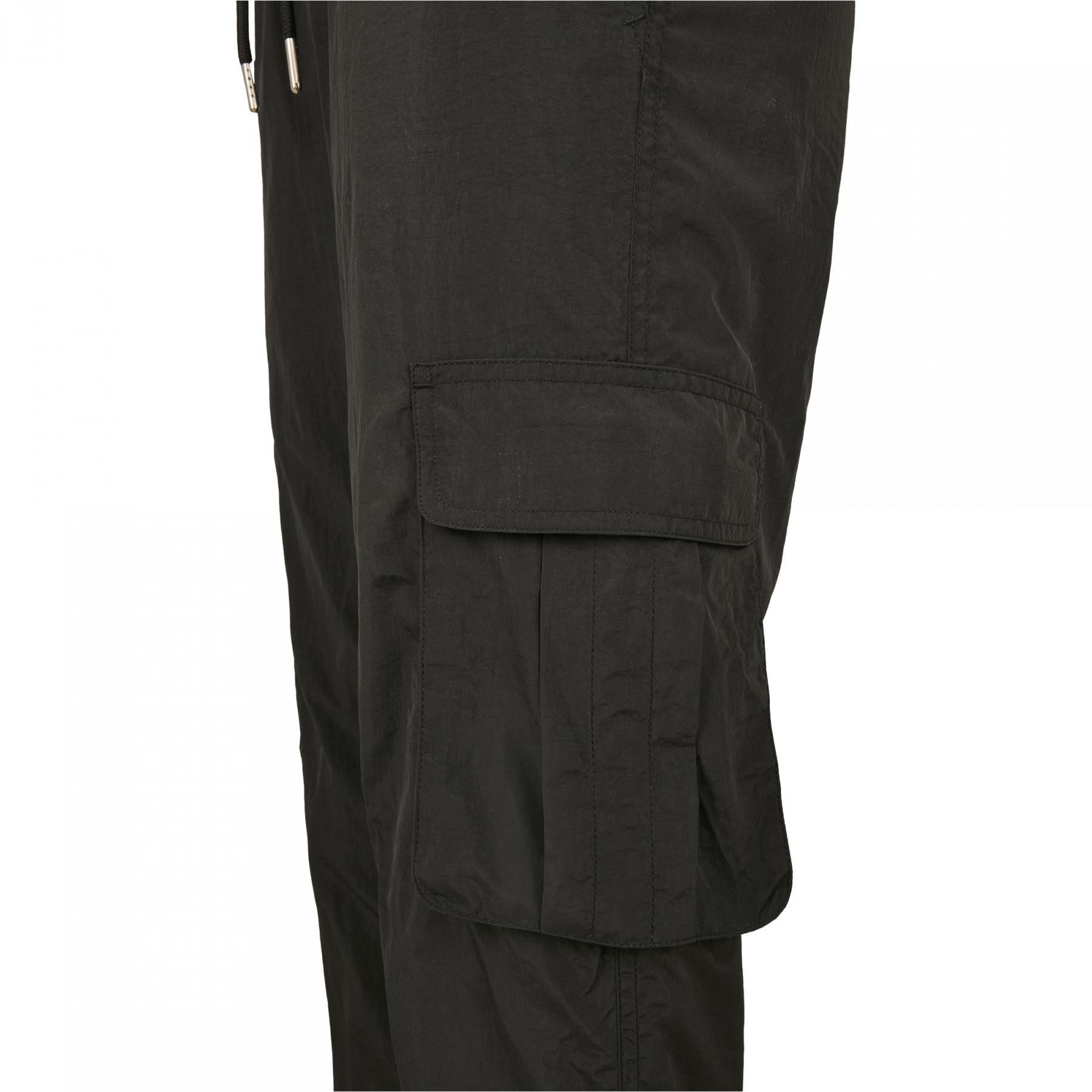 Spodnie damskie Urban Classics wysoka talia crinkle nylon cargo (duże rozmiary)