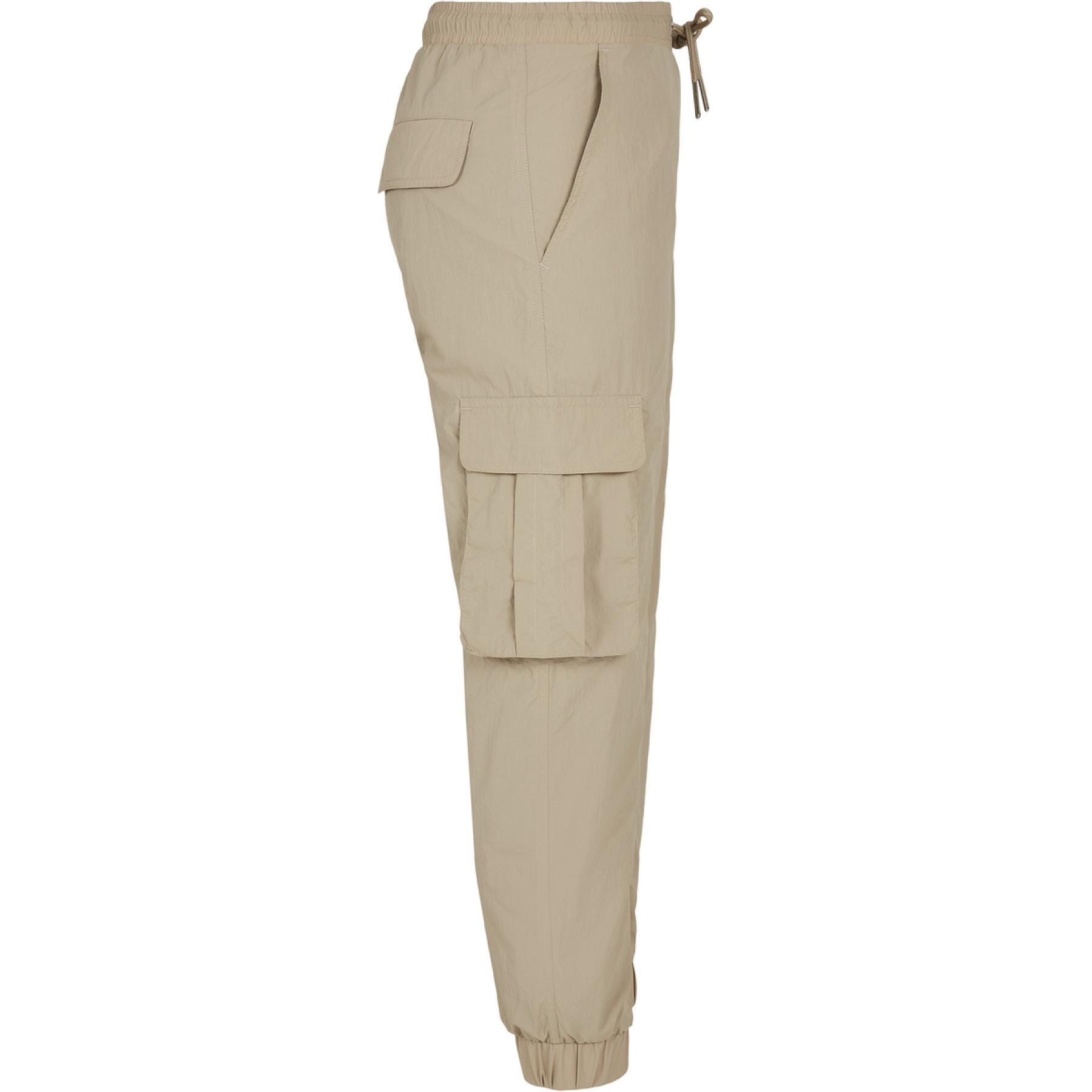 Spodnie cargo dla kobiet Urban Classics wysoka talia crinkle