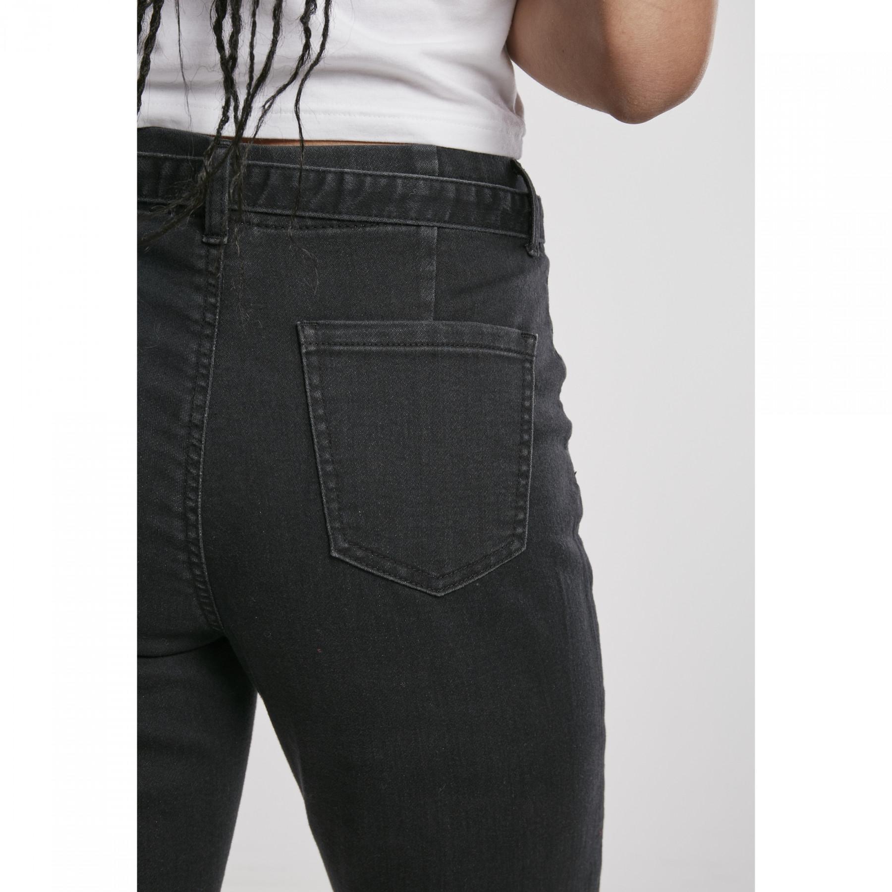 Damskie spodnie jeansowe chino z wysoką talią Urban Classics