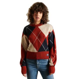 Damski wzorzysty sweter z dekoltem w szpic Superdry
