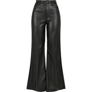 Spodnie damskie Urban Classics faux leather wide leg