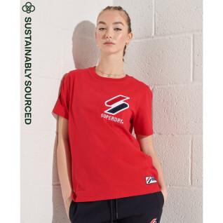 Damska koszulka z aksamitu szenilowego i bawełny organicznej Superdry Sportstyle